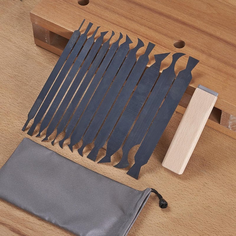 HERMIT TOOLS New Cabinet Scraper Cards asnd Cabinet Scraper Burnisher with 12 Piece Multi-Shaped Scraper Set Suitable for Various Small space and Small-Sized Tasks(HTCSCS13) - Image 2